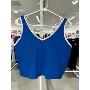 NWT~ All in Motion Size XL Everyday Soft Blue Sports Tank Bra White Trim